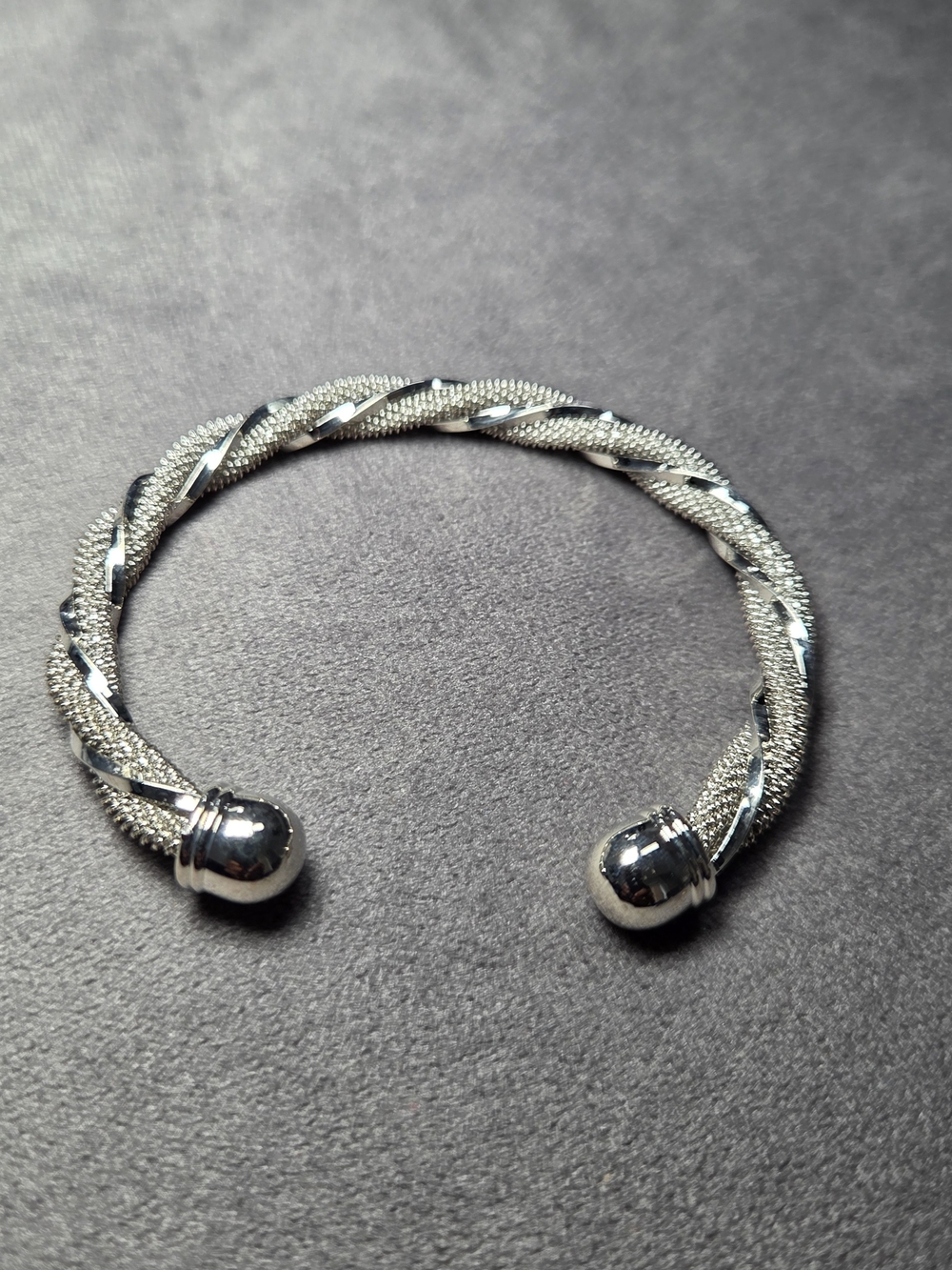 Elegant Twisted Open Cuff Bracelet in Silver Tone